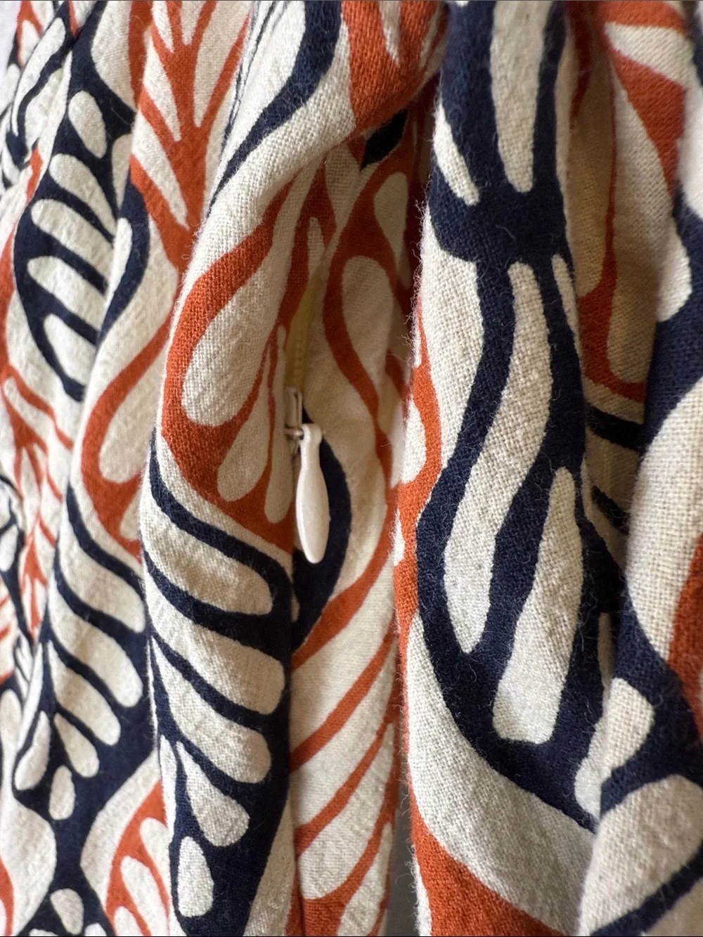 Free People Gia Shift Mini Dress Retro Geometric Fan Print Orange Boho Small EUC